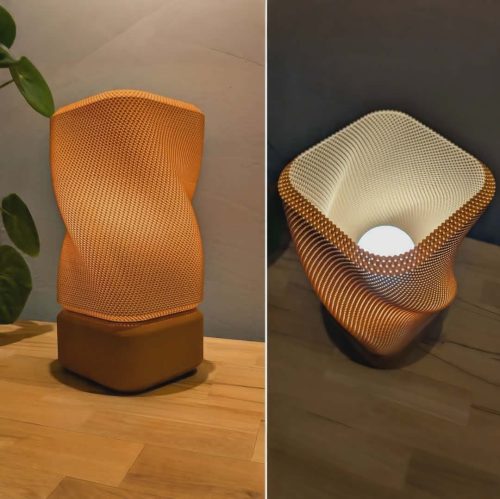 Rectangular Twisted Lamp With Basket Structure - Image 2