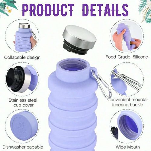 Folding Portable Silicone Water Bottle For Camping Outdoor Travel - Image 4