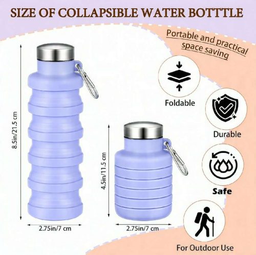 Folding Portable Silicone Water Bottle For Camping Outdoor Travel - Image 2