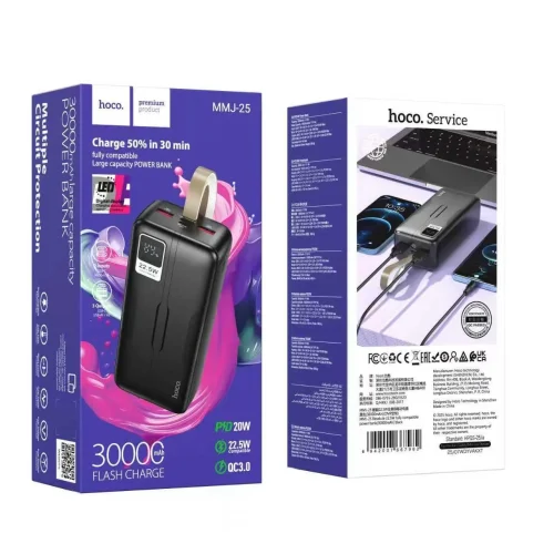 Hoco MMJ-25 Resolute Fully Compatible 22.5W 30000mAh Power Bank – Black - Image 7
